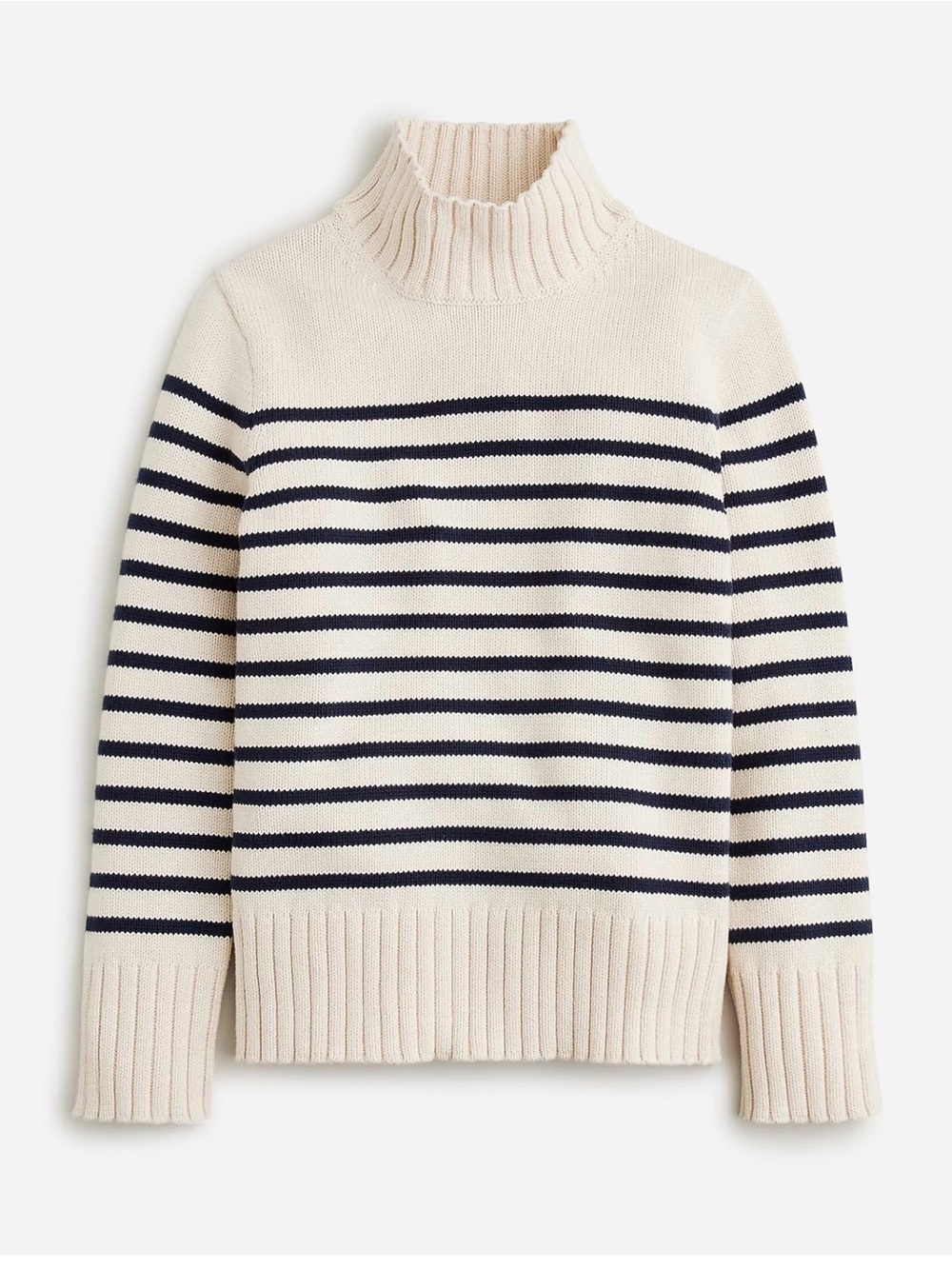 J. Crew Light Gray and Navy Striped Turtleneck Sweater